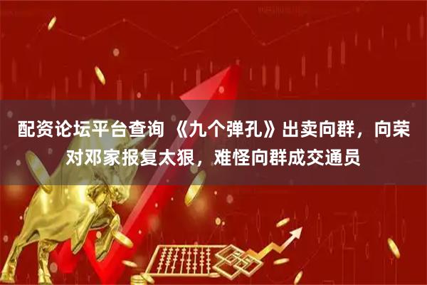 配资论坛平台查询 《九个弹孔》出卖向群，向荣对邓家报复太狠，难怪向群成交通员